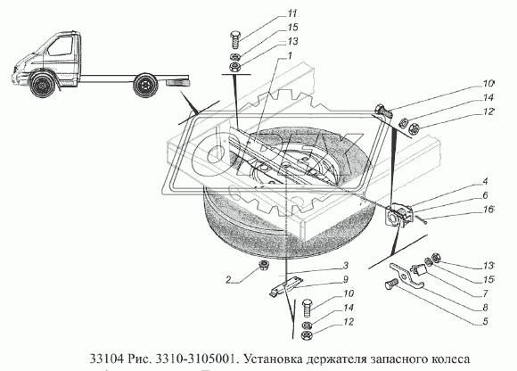 Установка держателя запасного колеса